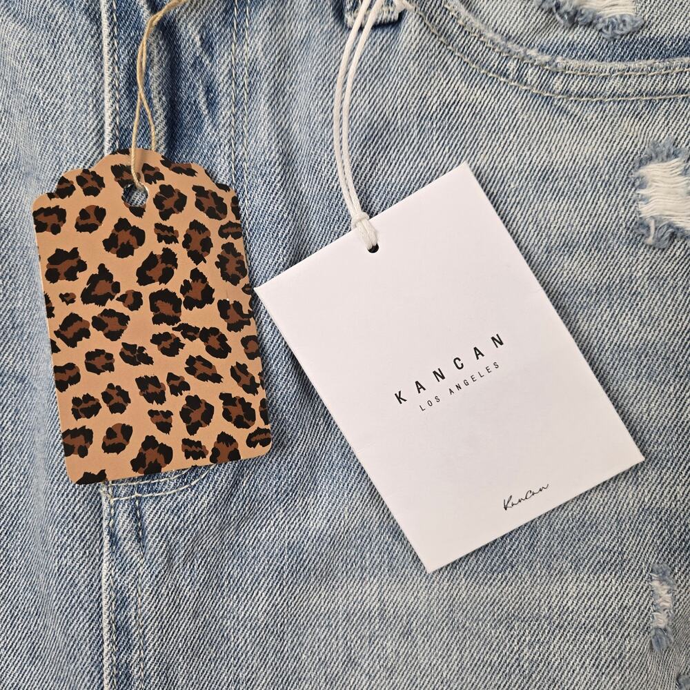 NWT KanCan Bella Denim Skirt Ripped Distressed Fray Hem Light Wash size XS - Picture 5 of 13